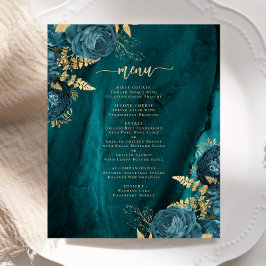 予算ティール（緑がかった色）ブルー金ゴールド結婚フローラのメニュー