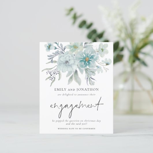 予算ティール（緑がかった色）ホワイト花模様婚約発表 (スタンド正面)