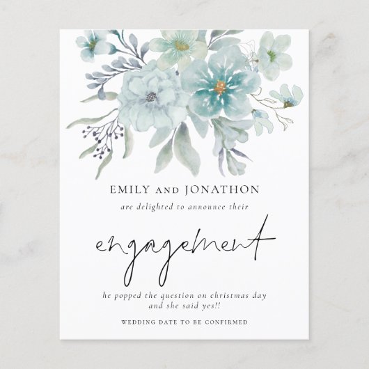 予算ティール（緑がかった色）ホワイト花模様婚約発表 (正面)
