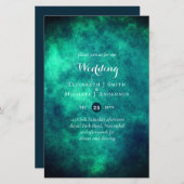 予算ティール（緑がかった色）ミスティークウェディング招待 (正面/裏面)