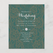 予算ティール（緑がかった色）モノクロ結婚式の招待 (正面)