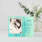 予算ティール(緑がかった色)抽象芸術写真の結婚式の招待 (スタンド正面)