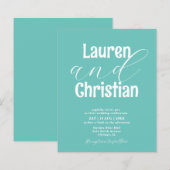 予算ティール（緑がかった色）聖なる書物、 経典結婚式招待状 (正面/裏面)
