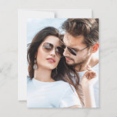 予算ティール（緑がかった色）花模様写真婚約パーティ招待状 (裏面)