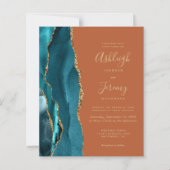 予算ティール(緑がかった色)金ゴールドアゲートバーンドオレンジラスト結婚ズ (正面)