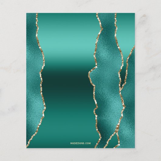 予算ティール（緑がかった色）金ゴールド企業のパーティの招待状 (裏面)