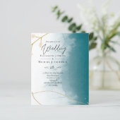 予算ティール（緑がかった色）金ゴールド抽象芸術結婚式の招待 (スタンド正面)