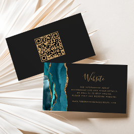 予算ティール(緑がかった色)金ゴールドAgate Dark結婚のQRコード エンクロージャーカード