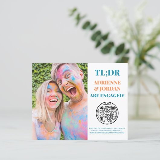 予算ティール(緑がかった色)QRコードおもしろい写真婚約 (スタンド正面)