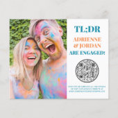 予算ティール(緑がかった色)QRコードおもしろい写真婚約 (正面)