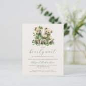 予算テディベアーグリーン双子QRコードベビーシャワー (スタンド正面)