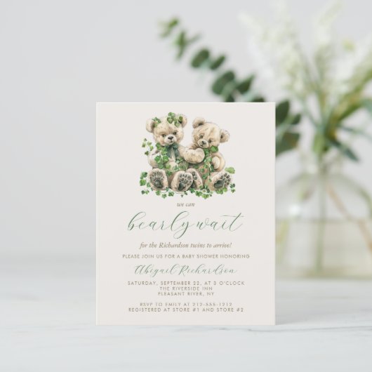 予算テディベアーズグリーンアイビーツインズベビーシャワー (スタンド正面)