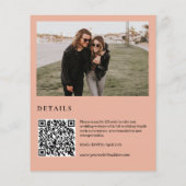 予算テラコッタフォトQRウェブサイトの結婚式の招待 (裏面)