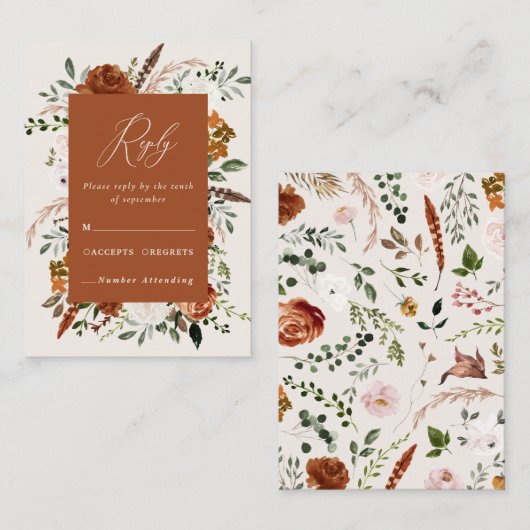 予算テラコッタフローラエレガントな結婚式場 エンクロージャーカード (正面/裏面)