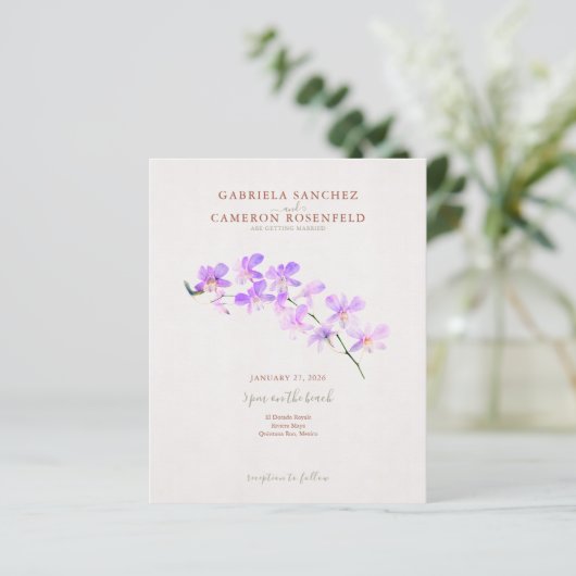 予算テラコッタフローラQRコードウェディング招待 (スタンド正面)