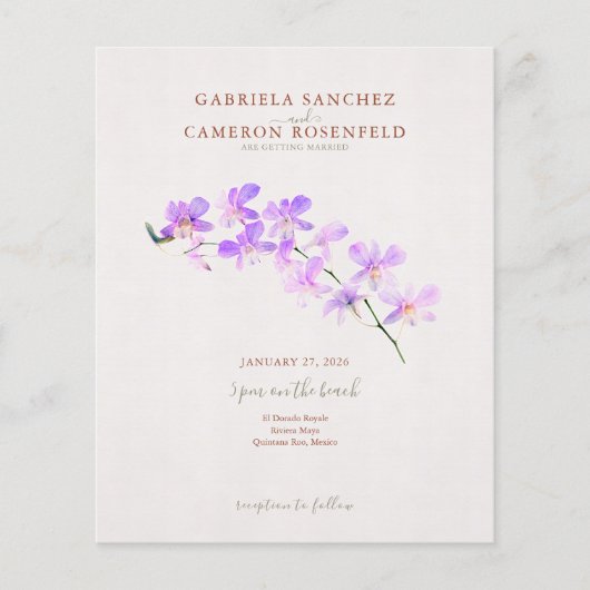 予算テラコッタフローラQRコードウェディング招待 (正面)