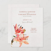 予算テラコッタフローラQRコードウェディング招待 (正面/裏面)