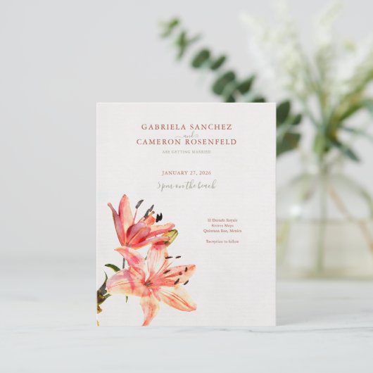 予算テラコッタフローラQRコードウェディング招待 (スタンド正面)