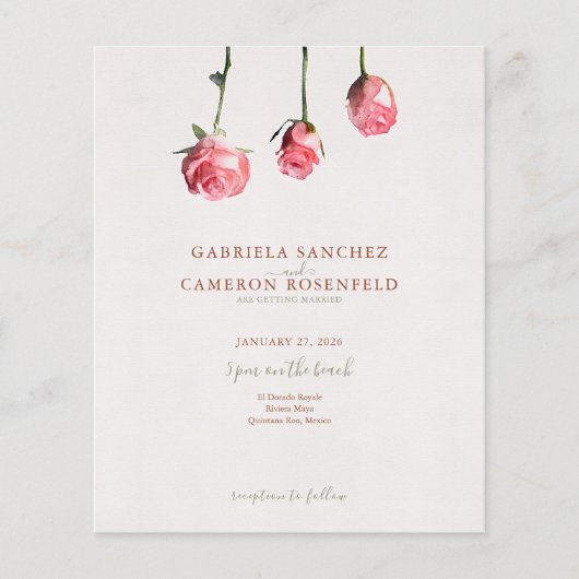 予算テラコッタフローラQRコードウェディング招待 (正面)