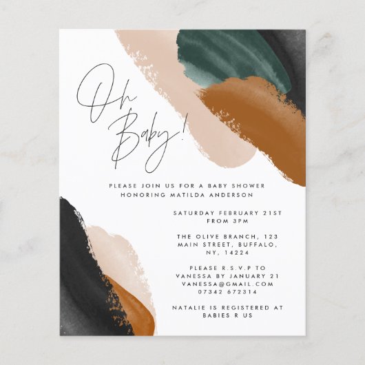 予算テラコッタ抽象芸術水の色ベビーシャワー (正面)