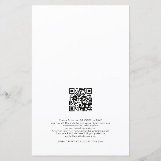 予算テラコッタ花模様コードウェディング招待 (裏面)