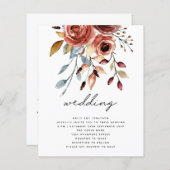 予算テラコッタ花模様QRコードウェディング招待 (正面/裏面)