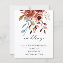 予算テラコッタ花模様QRコードウェディング招待