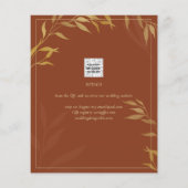 予算テラコッタ金ゴールド結婚式の日付を保存 (裏面)