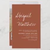 予算テラコッタQRコードRSVP結婚式招待状 (正面/裏面)