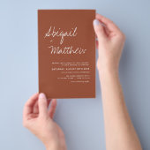 予算テラコッタQRコードRSVP結婚式招待状 チラシ (ハンドル)