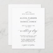 予算テンプレート白黒結婚式招待状 (正面/裏面)