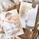 予算データを保存する透明写真結婚の チラシ<br><div class="desc">予算の透明性カスタムはパーソナライズされた結婚式招待状の前面と背面に写真と写真をカバーエレガントしモダン、日付を保存する – 特別な結婚式の日のお祝いのための美しくエレガントスクリプトタイポグラフィを含む。</div>