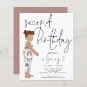 予算トレンディースクリプトガール2nd誕生日招待状 (正面/裏面)