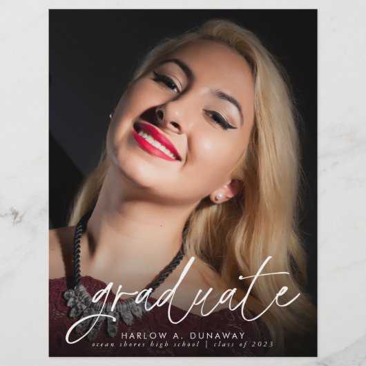 予算トレンディースクリプト写真の卒業発表 チラシ (正面)