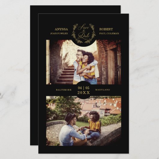 予算トレンディーブランチ黒パーソナライズされた2枚の写真 (正面/裏面)