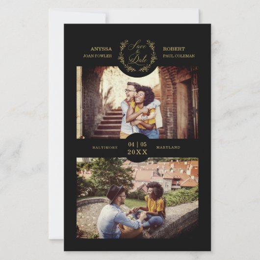 予算トレンディーブランチ黒パーソナライズされた2枚の写真 (正面)