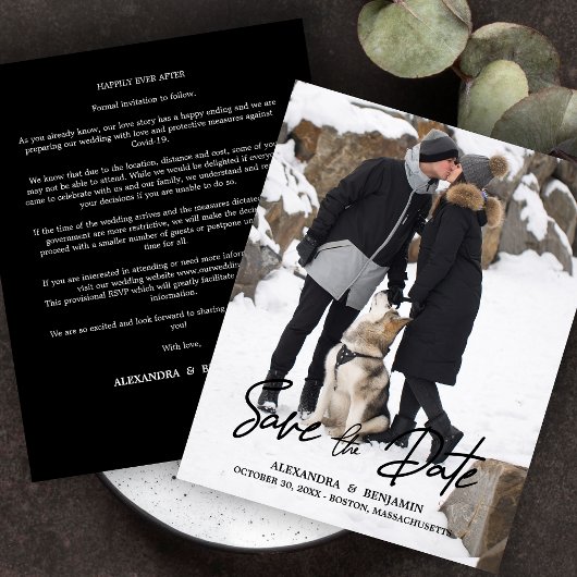 予算トレンディーモダンタイポグラフィ写真婚約