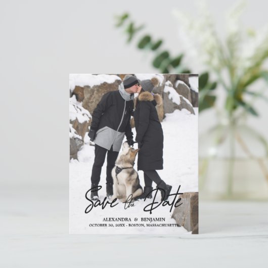 予算トレンディーモダンタイポグラフィ写真婚約 (スタンド正面)