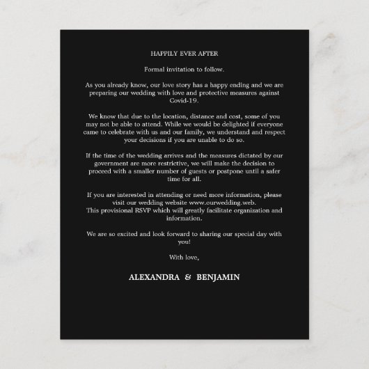 予算トレンディーモダンタイポグラフィ写真婚約 (裏面)