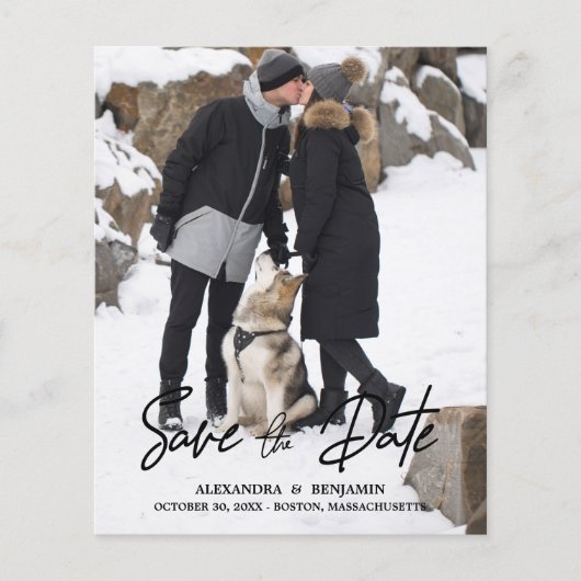 予算トレンディーモダンタイポグラフィ写真婚約 (正面)