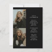 予算トレンディー書道3枚の写真卒業 招待状 (裏面)