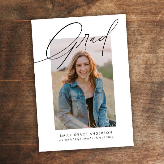 予算トレンディー書道3枚の写真卒業 案内状