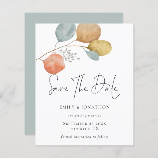 予算トレンディー水葉色の保存日付 (正面/裏面)