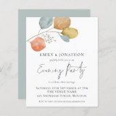 予算トレンディー葉の結婚夕べパーティー招待状 (正面/裏面)