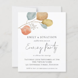 予算トレンディー葉の結婚夕べパーティー招待状