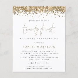 予算トレンディー金ゴールドグリッター21st誕生日招待状
