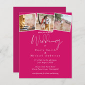 予算トレンドカラーピンクの結婚式の招待 (正面/裏面)