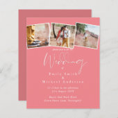 予算トレンドカラーピンクの結婚式の招待 (正面/裏面)