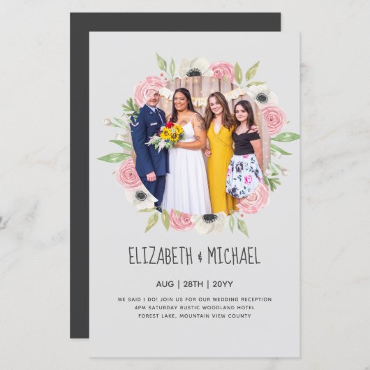 予算トレンド写真ウェディングレセプション招待状 (正面/裏面)