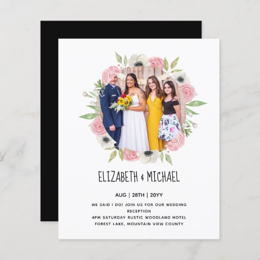 予算トレンド写真ウェディングレセプション招待状 (正面/裏面)